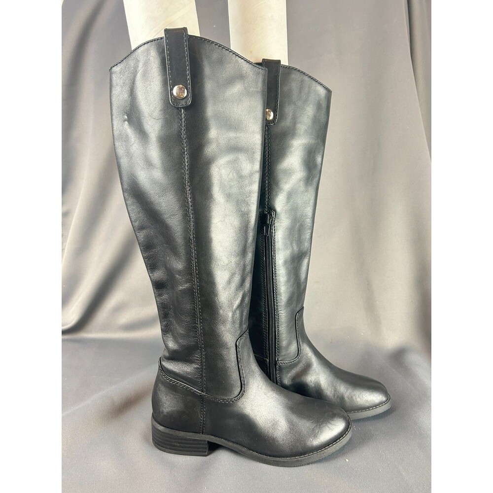INC Womens Black Fawne Round Toe Zip-Up Leather Riding Boot Size 5M NEW
